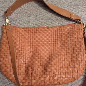 Clare V Tan Woven Crossbody Bag